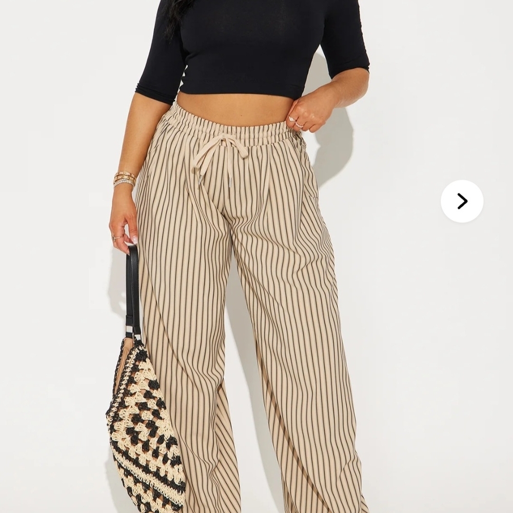 Fashion Nova Mocha and Black Striped Pants
